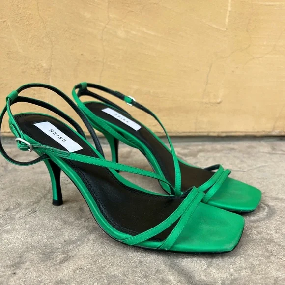 Reiss Bali Emerald Green Midi Heels Strappy Sandals size EU 38 - Picture 16 of 16